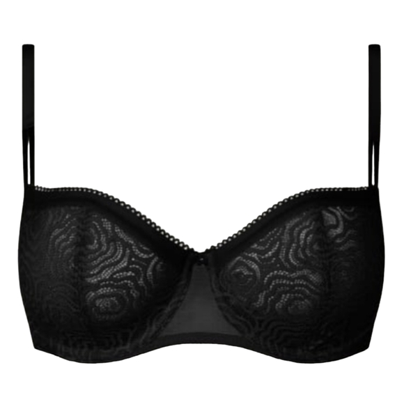 NWT Chantelle c Jolie floral lace demi underwire bra black romantic adjustable - Picture 1 of 12